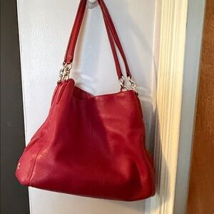 Coach Madison Elegant Red Leather Shoulder Bag